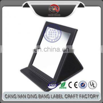 Wholesale Promotion Cheap Custom Embossed Logo Black Color Small/Middle /Large Size Table Mirror Foldable Pu Mirror