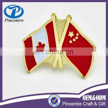 wholesale double flag lapel pin badge/custom crossed flag pin