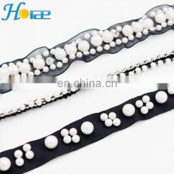 New Arrival Ribbon Trimming Decorative Lace Trim With Pearls for Garment photo-5