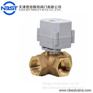 3 Way Motorized Ball Valve EPDM & PTFE DN25 1 Inch Horizontal Brass photo-3
