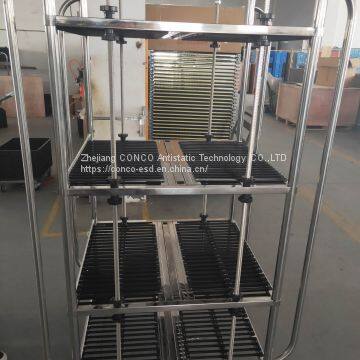 Electronic Factory Cleanroom Antistatic Tool Cart, ESD Pcb Magazine Rack Storage Cart