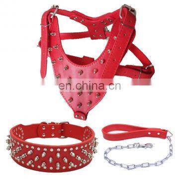 Cool Rivet 3 Pieces A Set Pet Collar Leash Training Dog Rope Pet Neck Chain Pet Supplies photo-4