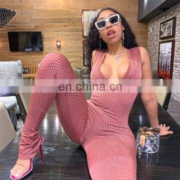 Hot Sales 2020 Summer Women High Waist Sportswear Jumpsuit Ladies Printed Long Playsuit Women Jumpsuit photo-4