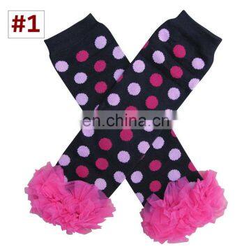 Polka Dot Baby Ruffle Leg Warmers Toddler Chiffon Lace Ruffle Knee Pads Leggings 5pairs /design photo-4