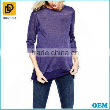 2016 Custom Women 3/4 Sleeve Maternity Jumper With High Neck Maternity Clothing Maternity Top