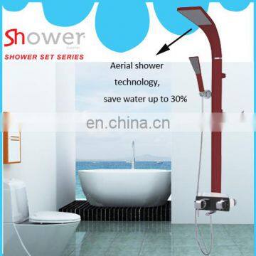 Leelongs Aluminium alloy red painted Bathroom wall mounted shower mixer set