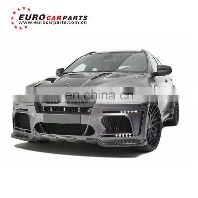 BM X6 E71 H style body kit for X6 E71 front bumper side skirt hood scoop rear bumper exhaust system roof spoiler