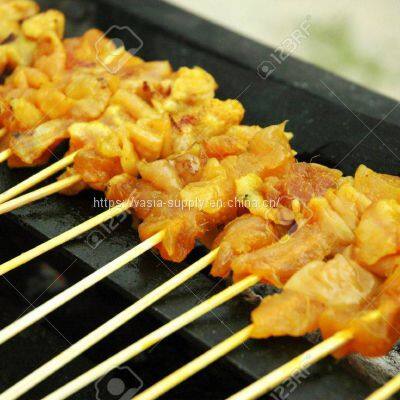 Bamboo skewers on grill bbq skewers grilled with charcoal fire