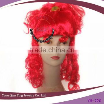 fashion ladies bright red curly carnival wig wholesale