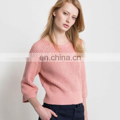 Fashion Knitted Sweaters Women Back V neck Outwear Pullovers