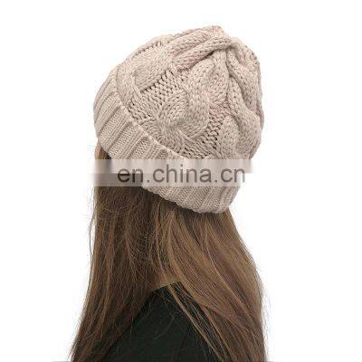 High quality custom warm beanie soft elastic knit hats ribbed knitted lined winter beanie hat