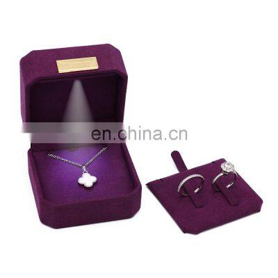 Custom Logo Top Quality Purple Super Fiber Insert Boxes Ring Pendant Gift Packaging Jewelry Box