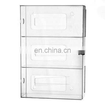 Wall-Mount Acrylic Medical Glove Box Holder Hospital Laboratory Acrylic Glove Box Dispenser With Locking Door