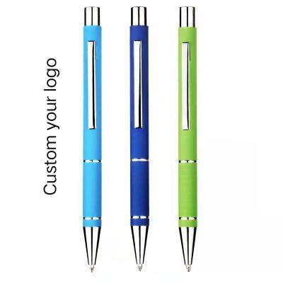 Custom Logo Factory Wholesale Practical Gift Rubber Coated Metal Ballpoint Pen Writing Pen