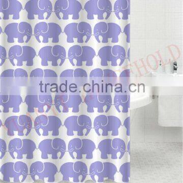 cartoon elephant design printed shower curtains waterproof polyester shower curtain