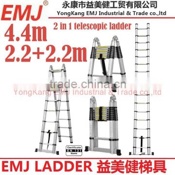 4.4m 2 in 1 telescopic ladder single ladder 4.4m A type ladder 2.2m+2.2m