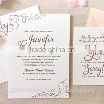 Luxury Script Letterpress Wedding Invitations