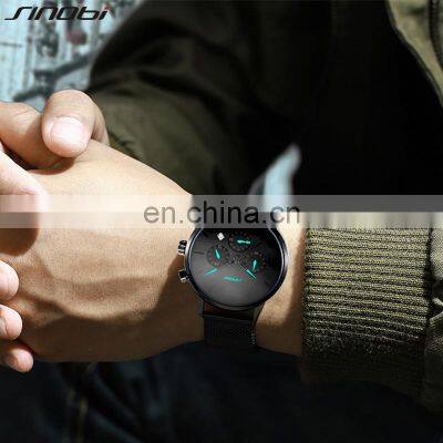 SINOBI Small Three Needle Handwatches Simpliest Dial Design Men Watches Daily Wristwatches Men Relogio Masculino S9807G-D