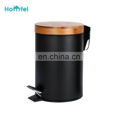 Entry-level Basic 3L 5L 12L 20L 30L Stainless Steel Round Pedal Bin Bamboo Lid Soft Close Inner Bucket Home Bathroom Kitchen photo-4