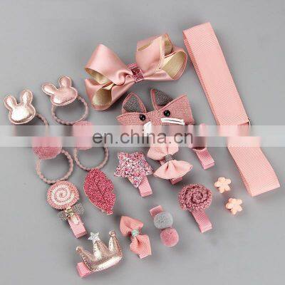 18 Pcs/Box Kids Children Accessories Hairpins Barrettes Baby Fabric Bow Flower Headwear Hair Clips Girls Headdress