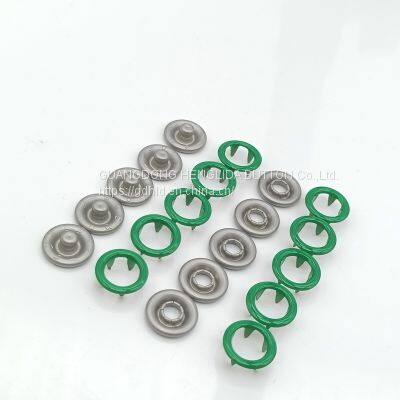 HLD factory wholesale green color BRASS&SS 16L 18L Cap Prong snap button for clothes