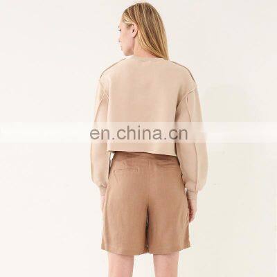 Custom Logo Casual Loose Sweatshirt Women Fashion Long Sleeve Sports Wear Crop Top Women's Pullover Shirt Fitness Yoga Clothing photo-4