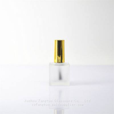 Frosted glass nail polish bottle round bottles cap with brush factory wholesale empty nail enamel packing bottles