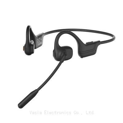 Open-Ear Stereo Bone Conduction Earbuds ENC Noise-Canceling Boom Mic Wireless for Online Meetings Teaching Driving