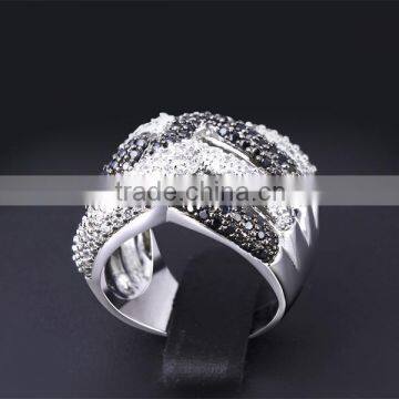 Wholesale Jewelry Smart Chunky Style Look Cubic Zirconia Black White CZ Party Ring photo-5
