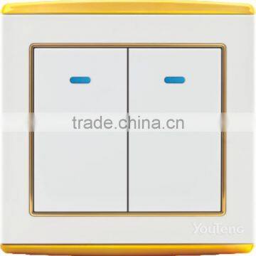 10A 2 gang 1 way light switch with LED light