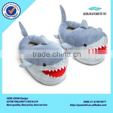 Custom lovely plush shark slipper for winter