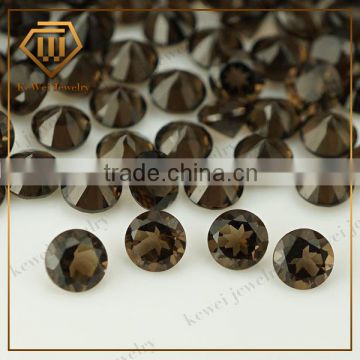 2015 new design 2.5mm round tea-colored/smoky quartz natural crystal stone