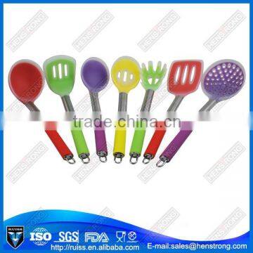 Various color silicone kitchen utensil set with non-slip handle