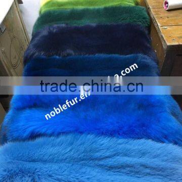 Luxury Real Genuine Fox Fur Blanket Super Soft Dyed Candy Color Blue Fox Fur Blanket photo-3