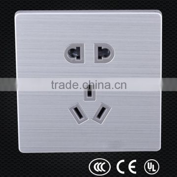 E series 2 pin socket + 3 pin socket, stainless steel switch