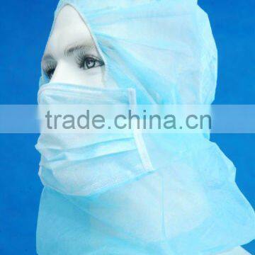 Disposable PP non woven protective Hood with face mast head cover face cover white blue green colorful