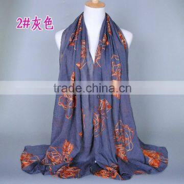 Wholesale Korea Fashion Cotton Embroidery Flower Pashmina Shawl Scarf