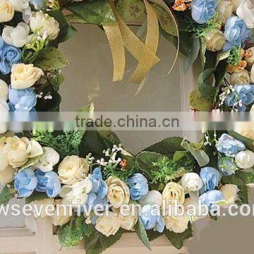 Custom Simulation Wreath Door Decoration Pendant Married the Wedding Floristry Villa Home Decoration Car Wedding Decoration Blue photo-6