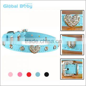 Hottest Making Leather Heart Cystal Stud Pet Collars For Dogs