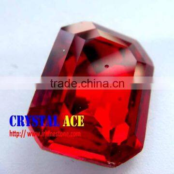 Ruby baguette jewelry gem stone,claw setting glass stone