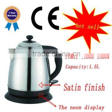 Hot sale 1.5L household /the hotel use 360 degrees rotate automatic power off stainless steel mini electric kettle