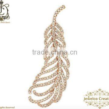 14K Yellow Gold Diamond Pendant, Pave Diamond Feather Gold Pendant, Fashion Diamond Pendant, Silver Diamond Jewelry Manufacturer