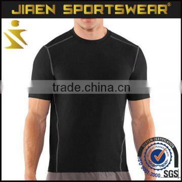 Compressed dri fit shirts wholesale body building clothing gym wear for men lycar fitness shirts