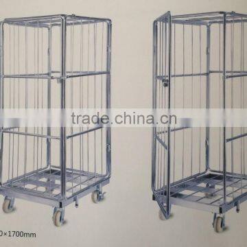 820*710*1750mm two sides roll container with belt movalbe wire mesh steel container cart