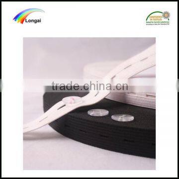 1cm 25cm White/black Woven Elastic Webbing Belt With Button Hole Elastic Band photo-4