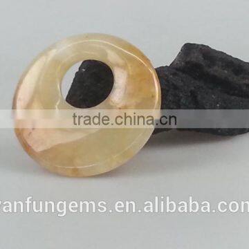 Donut Yellow Jade Pendants gemstone jewelry