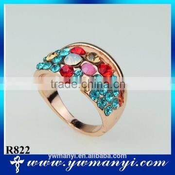 Simple design plating gold coloured rhinestone ring R822