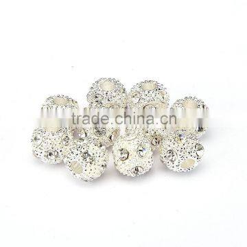 Top Quality 8mm Clear Crystal Color Metal Style #2 Caystal Rhiestone Ball Shape Shape Spacer Silver Plated 10pcs Per Bag