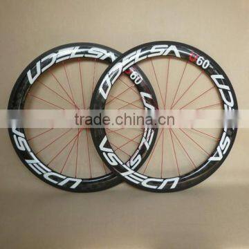 UDELSA Ruedas Carbono 60mm Cubierta Bicycle Wheelset Carbon Fiber All Red