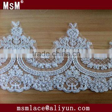 New design embroidery cording lace trim with beads/beaded embroidery coring lace trim